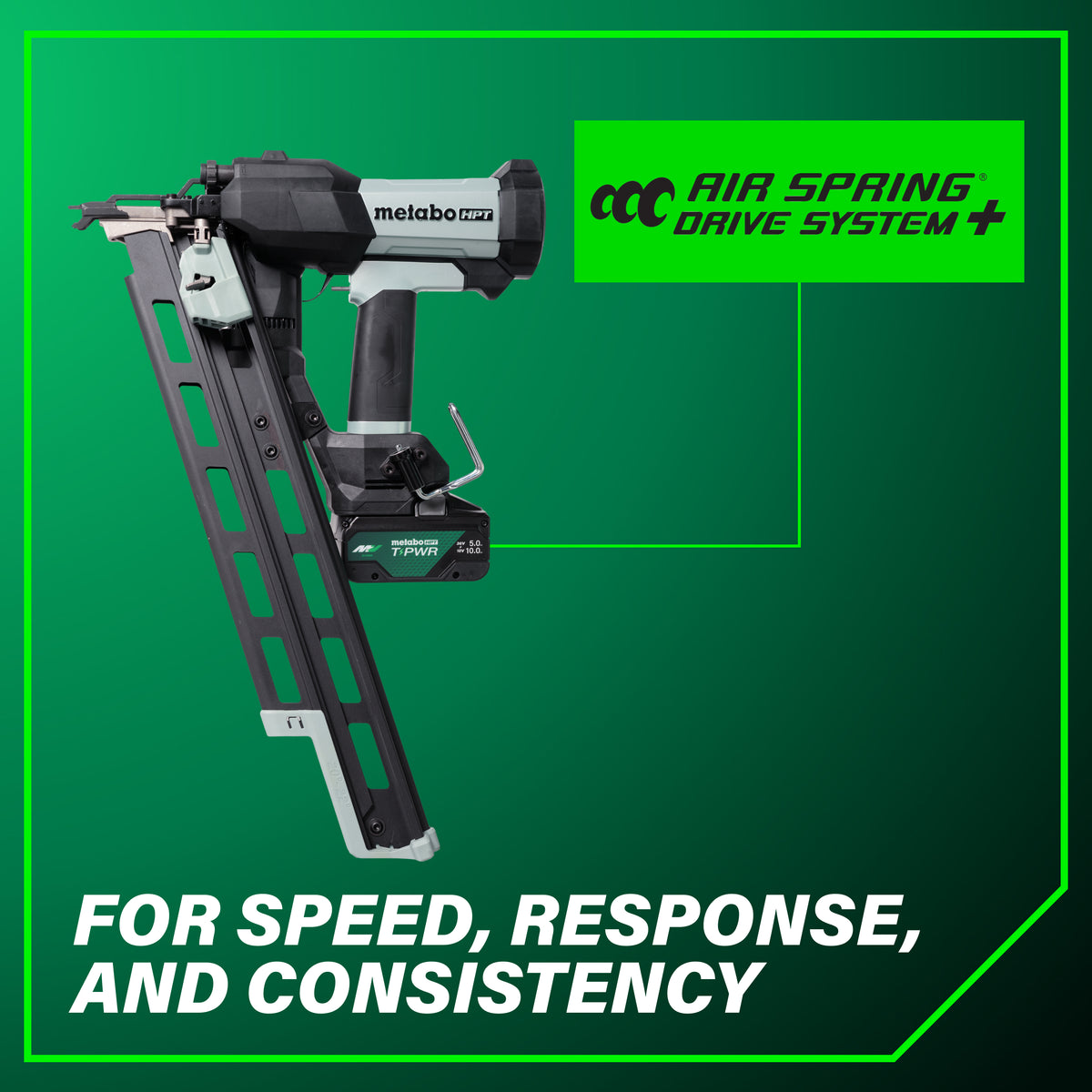 Metabo HPT 18V Cordless Pneumatic 21-Degree 3-1/2-in. Framing Nailer, 10.0Ah Kit (NR1890DRBQRY)