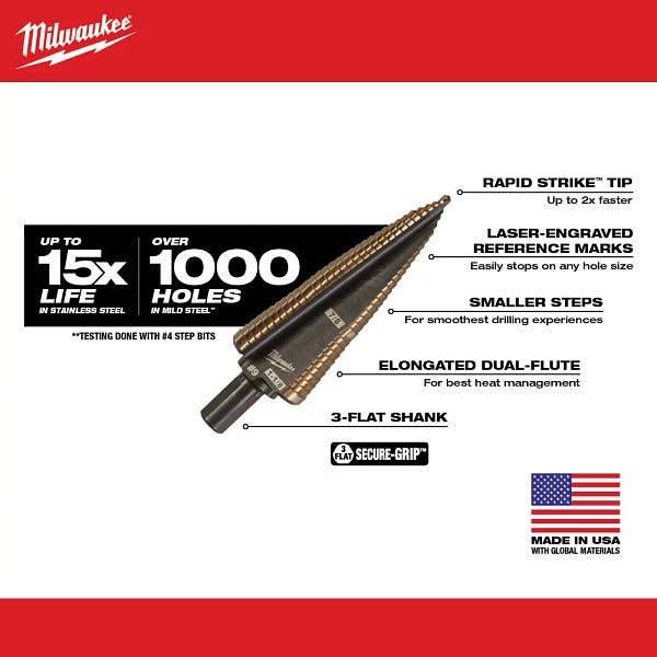 Milwaukee 48-89-9291 Milwaukee Cobalt Step Bit, 3-Piece Set