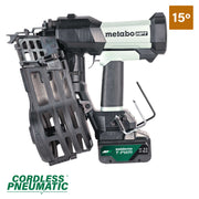 Metabo HPT 18V Cordless Pneumatic 15-Degree 3-1/2-in. Coil Framing Nailer, 10.0Ah Kit (NV1890DAQRY)