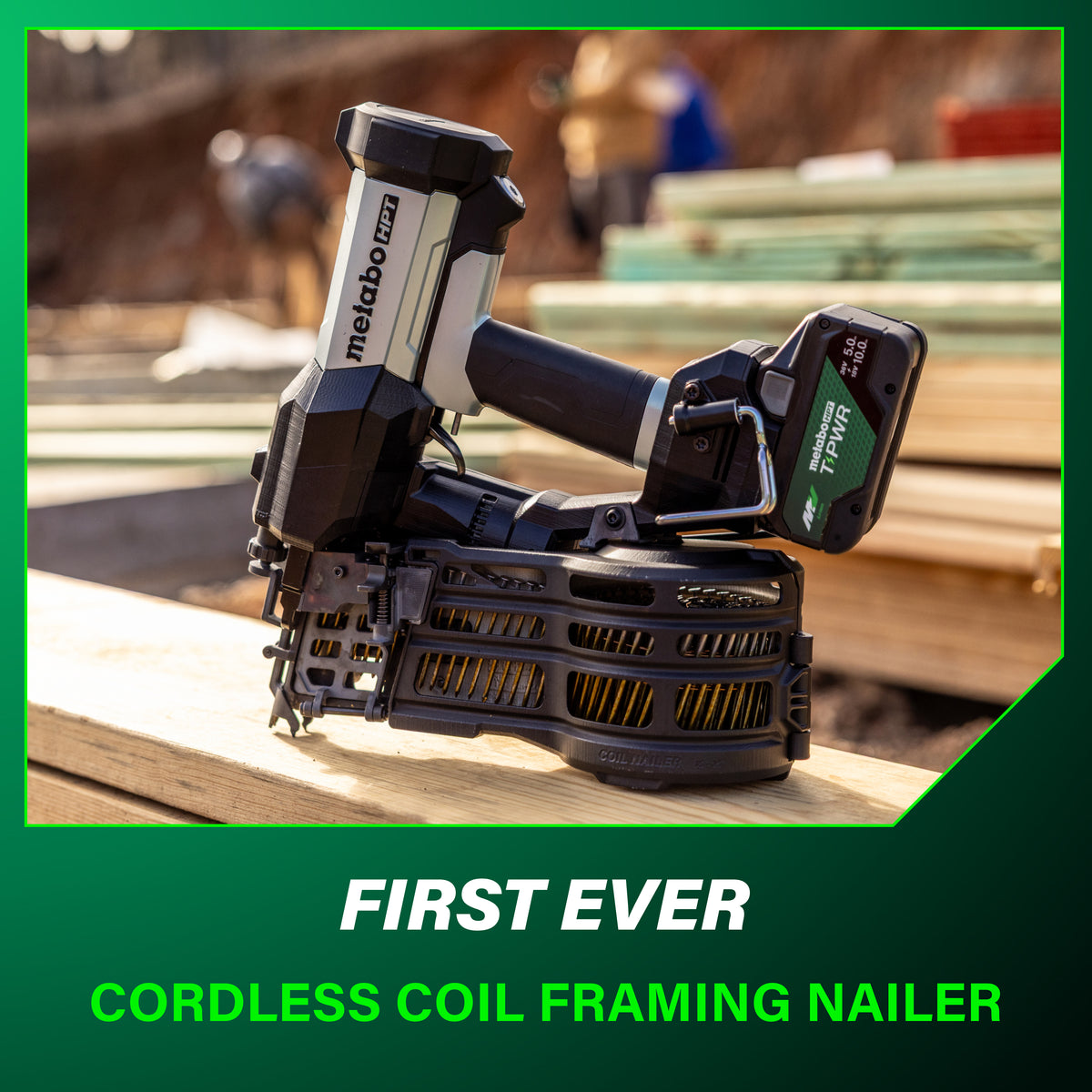 Metabo HPT 18V Cordless Pneumatic 15-Degree 3-1/2-in. Coil Framing Nailer, 10.0Ah Kit (NV1890DAQRY)
