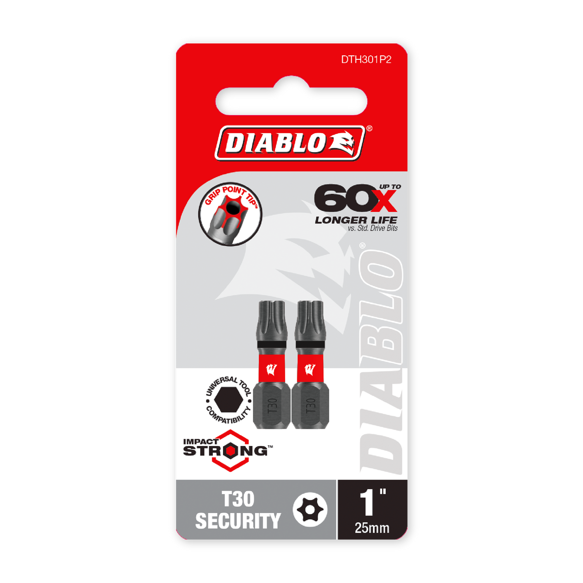 Diablo 1 in. Torx Security T30 Drive Bit (DTH301P2) in retail packaging
