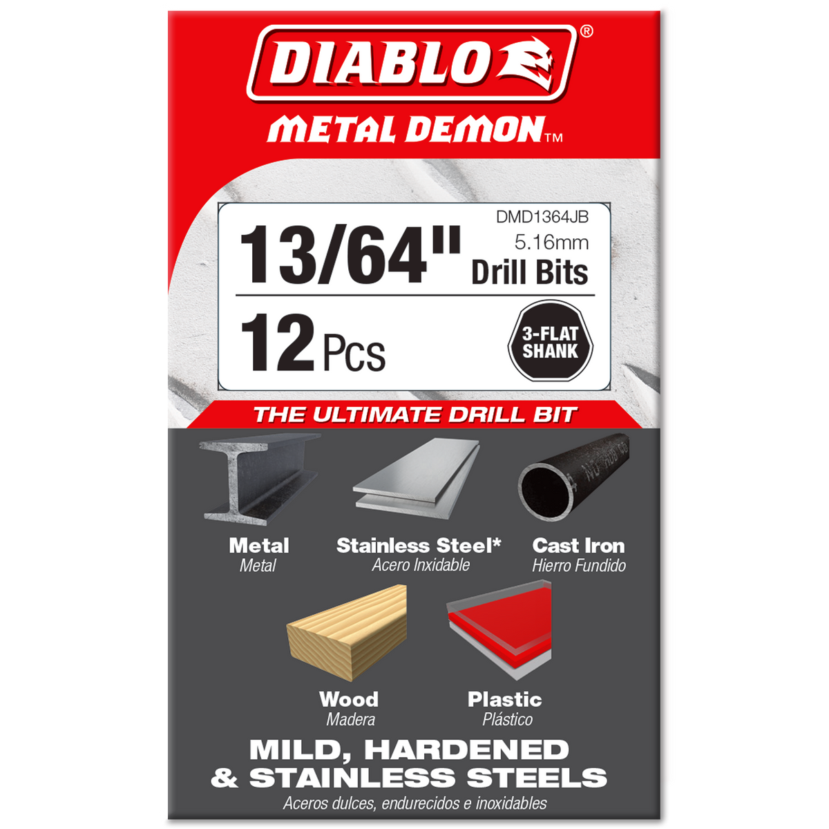 Diablo 13/64 in. Metal Demon Drill Bit for Mild, Hardened and Stainless Steels (DMD1364JB) in retail packaging