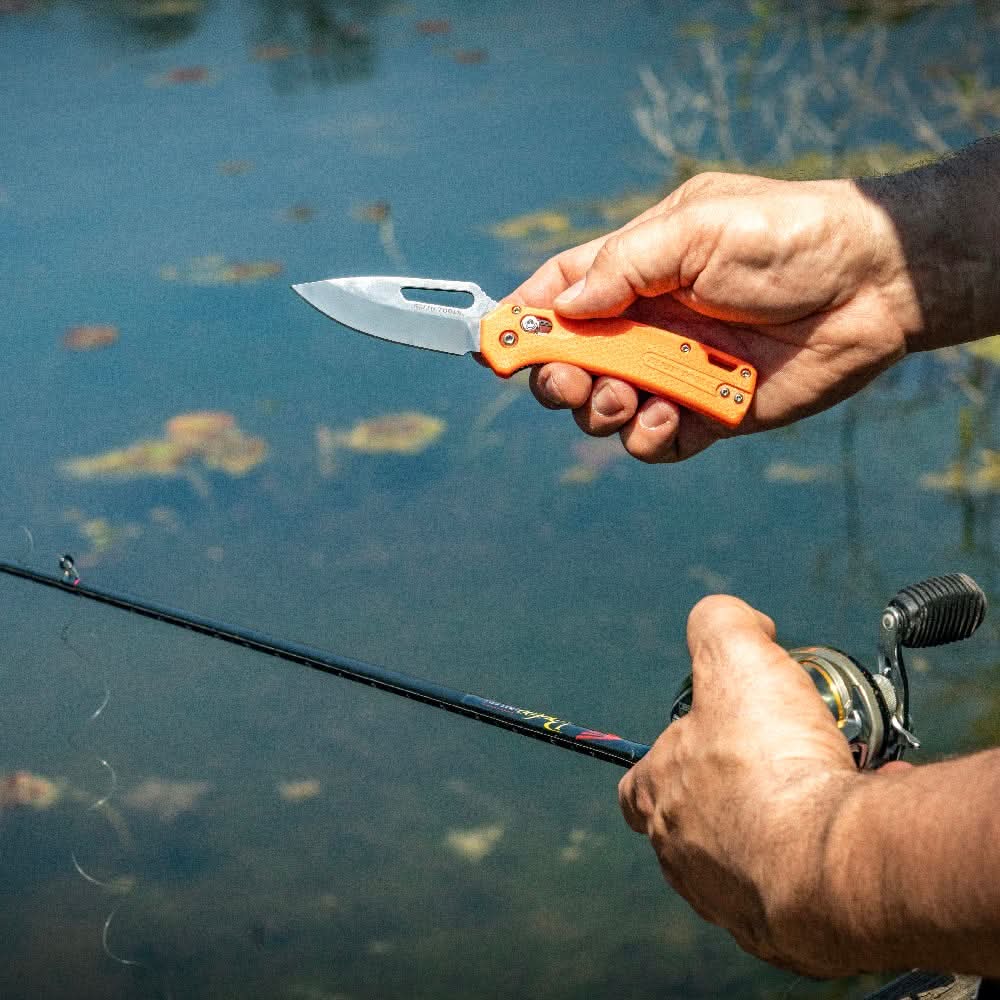Klein Tools OFK000ORT KTO Resurgence Fishing Knife, Drop Point Blade, Orange Handle