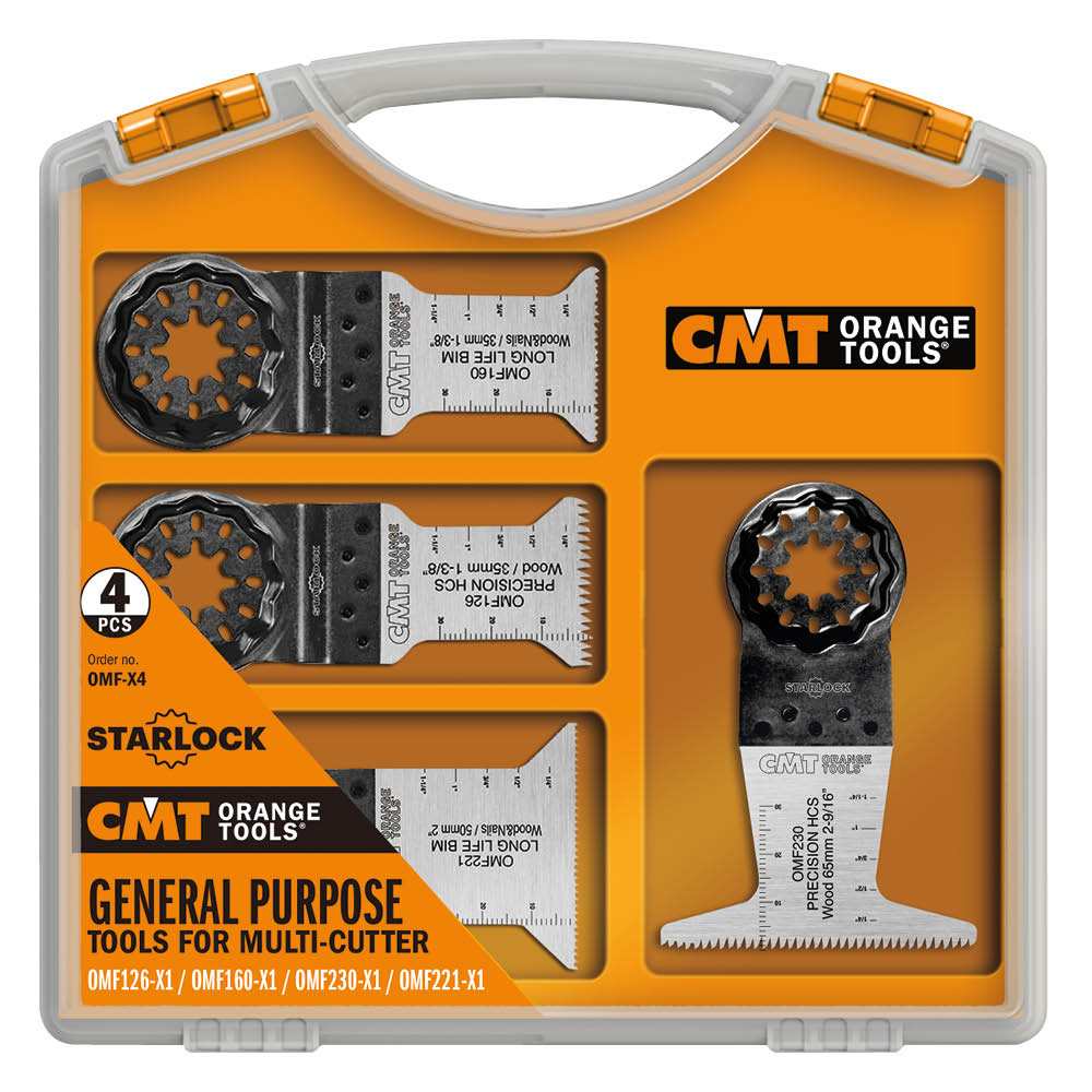CMT Woodworking Cutting Tools OMF-X4 4-Piece Multipurpose Oscillating Multi-Tool Blade Set
