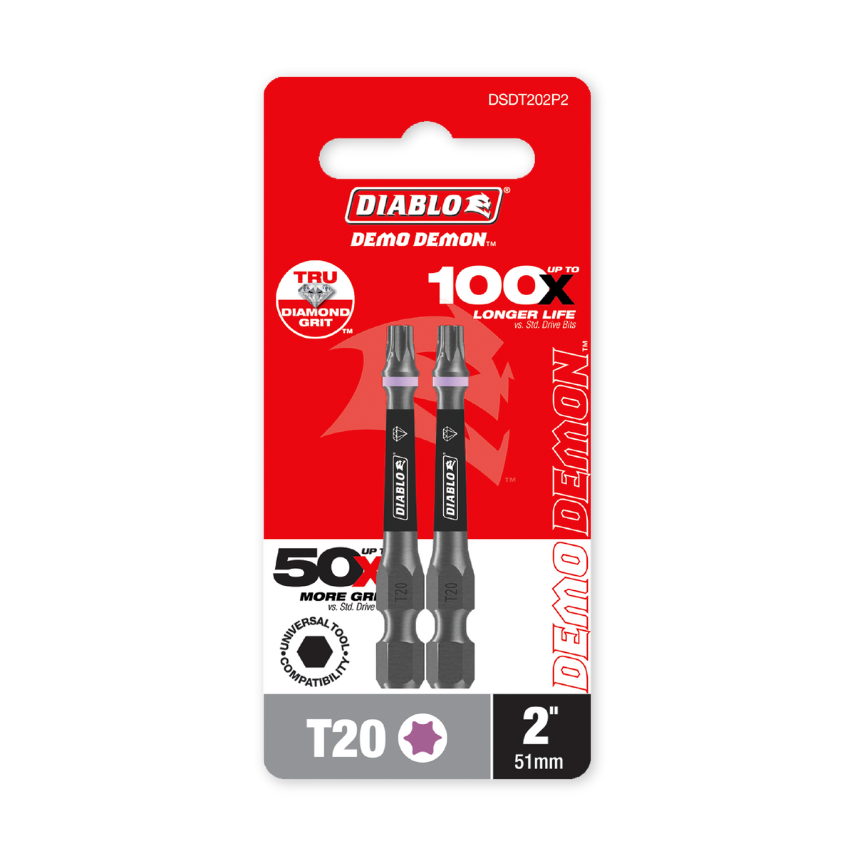 Diablo 2 in. Demon Torx T20 Drive Bit (DSDT202P2) in retail packaging