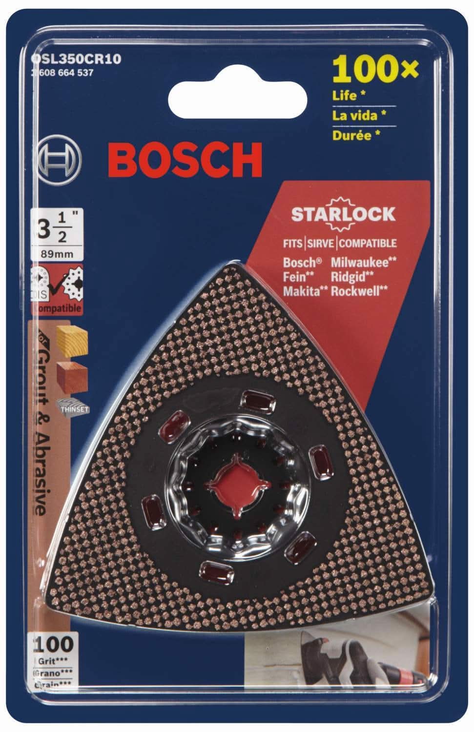 Bosch OSL350CR10 Starlock Oscillating Multi-Tool Carbide 100 Grit Delta Sanding Pad