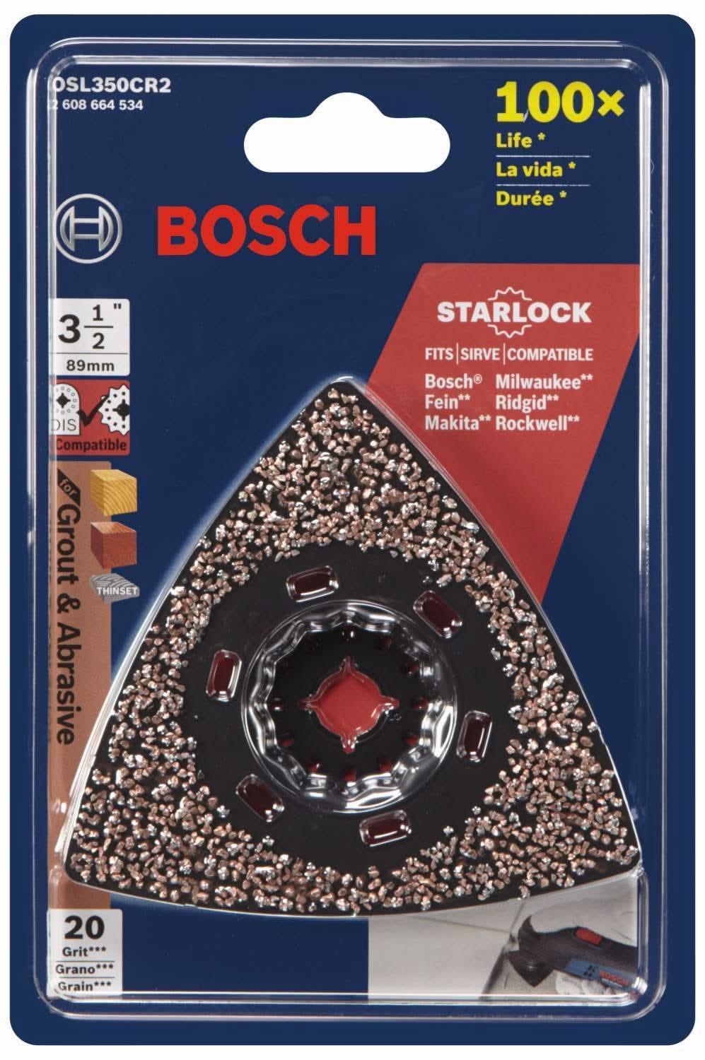 Bosch OSL350CR2 Starlock Oscillating Multi-Tool Carbide 20 Grit Delta Sanding Pad