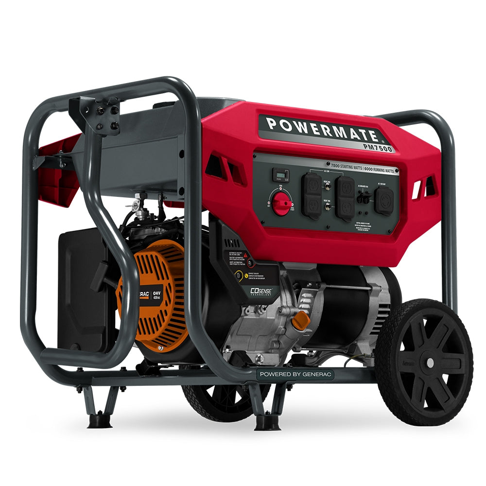 Powermate PM7500 COsense 7,500-Watt Portable Generator with Manual Start (CARB Certified)