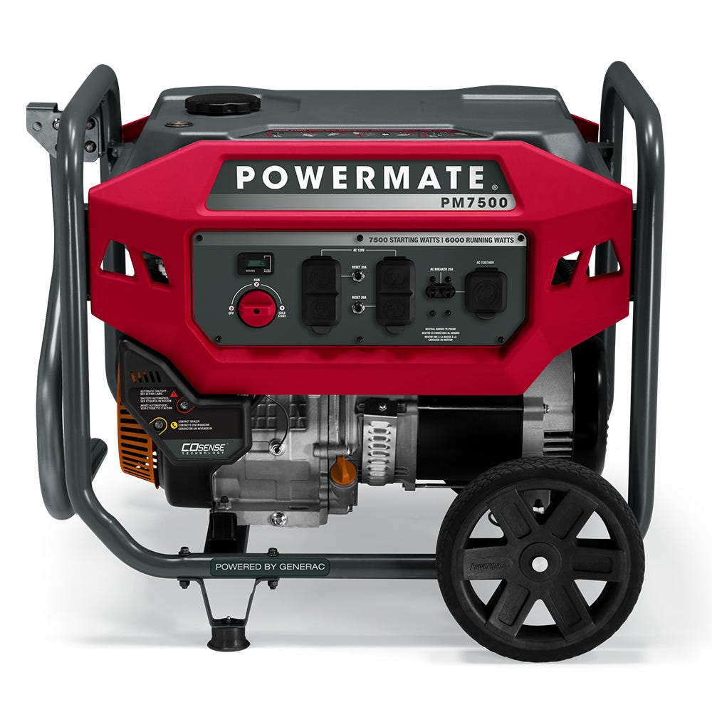 Powermate PM7500 COsense 7,500-Watt Portable Generator with Manual Start (CARB Certified)