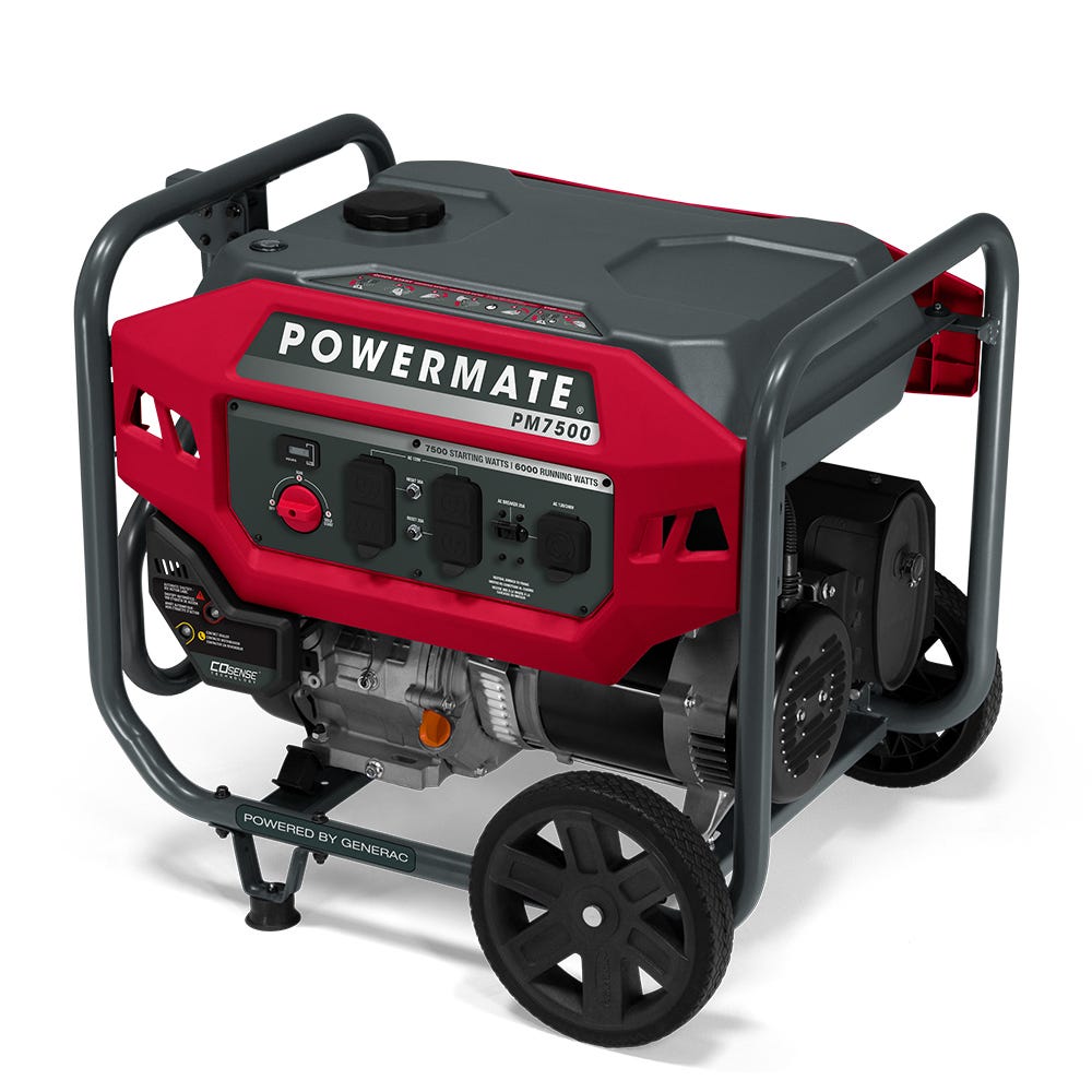 Powermate PM7500 COsense 7,500-Watt Portable Generator with Manual Start (CARB Certified)