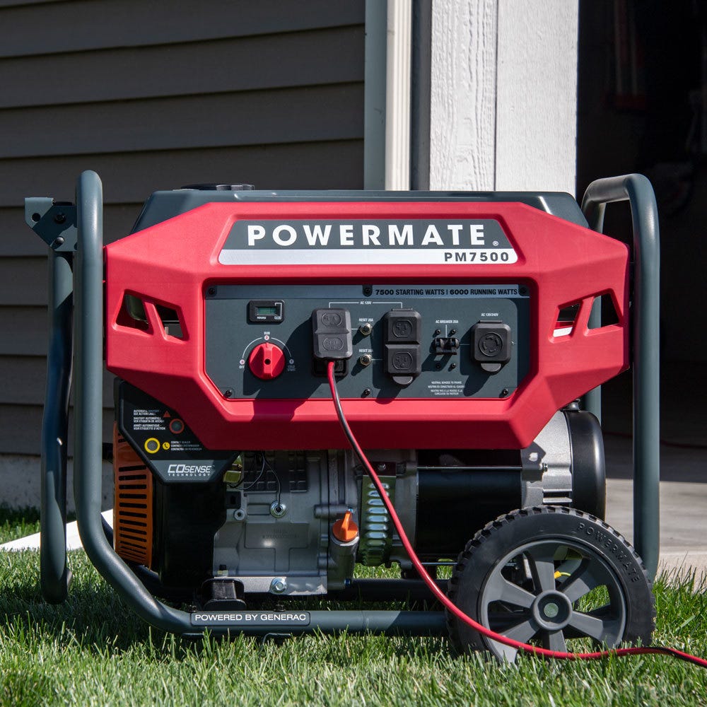 Powermate PM7500 COsense 7,500-Watt Portable Generator with Manual Start (CARB Certified)
