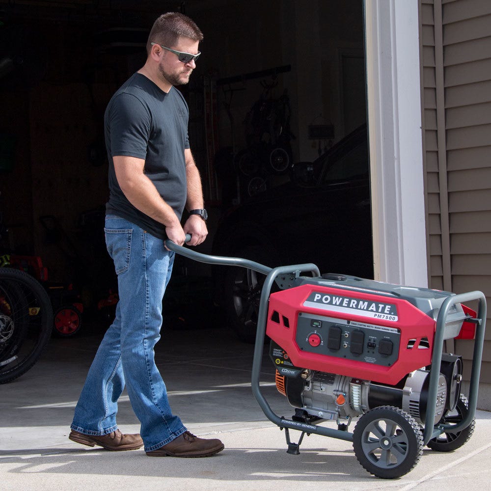 Powermate PM7500 COsense 7,500-Watt Portable Generator with Manual Start (CARB Certified)