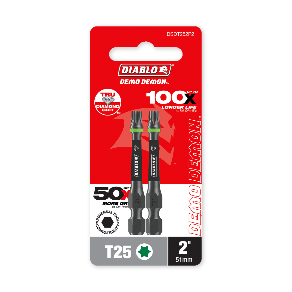 Diablo 2 in. Demon Torx T25 Drive Bit (DSDT252P2) in retail packaging