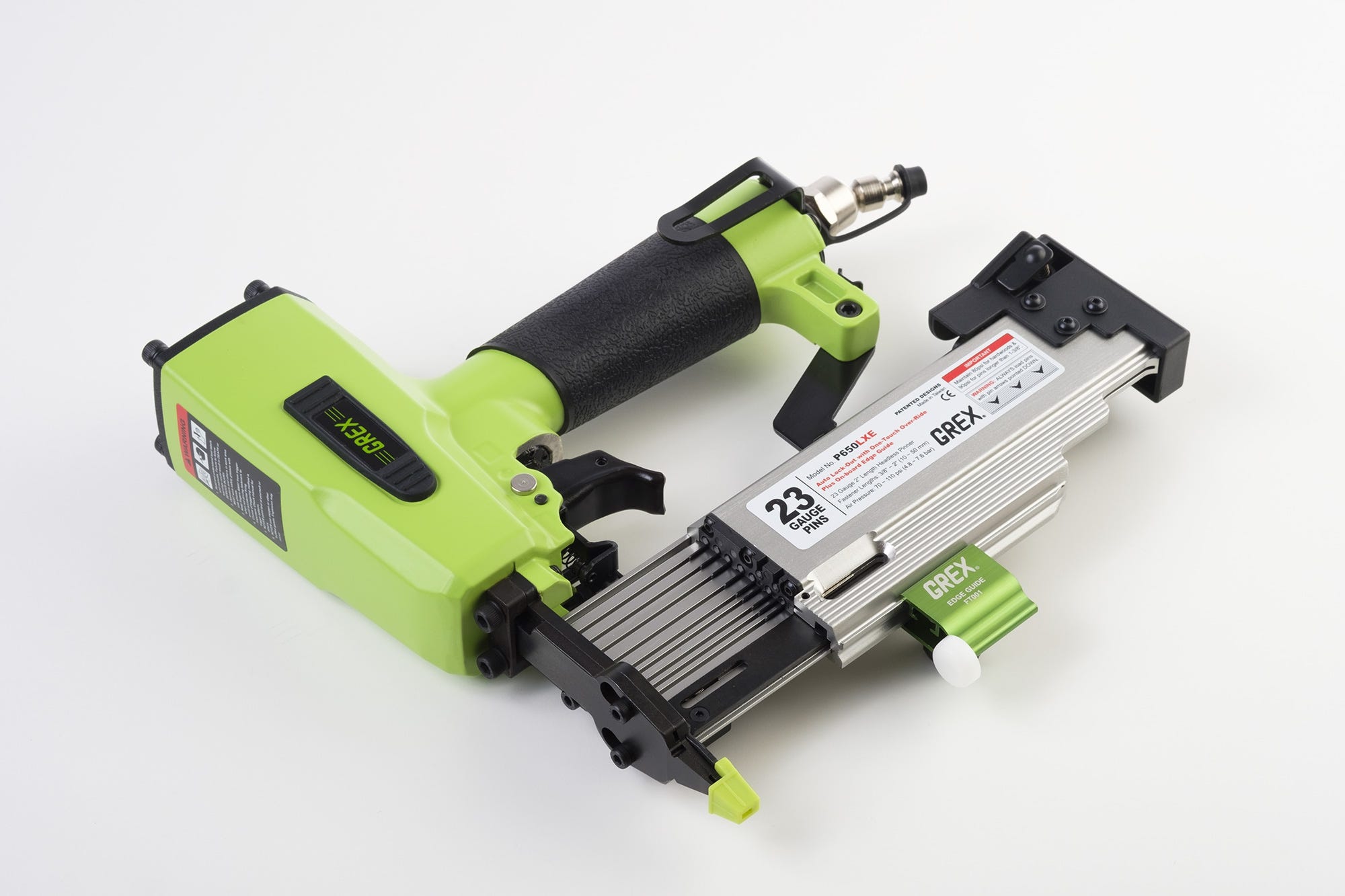 Grex P650LXE 23 Gauge Pin Nailer - Max 2" with Edge Guide