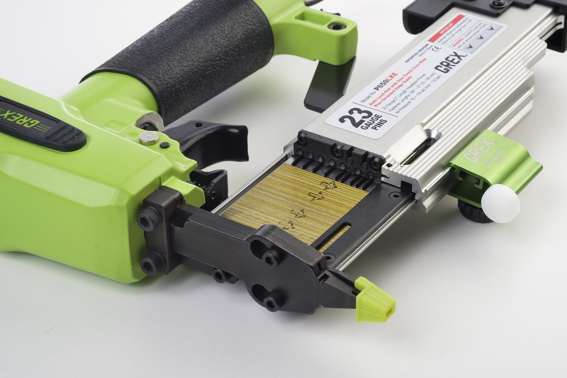Grex P650LXE 23 Gauge Pin Nailer - Max 2" with Edge Guide