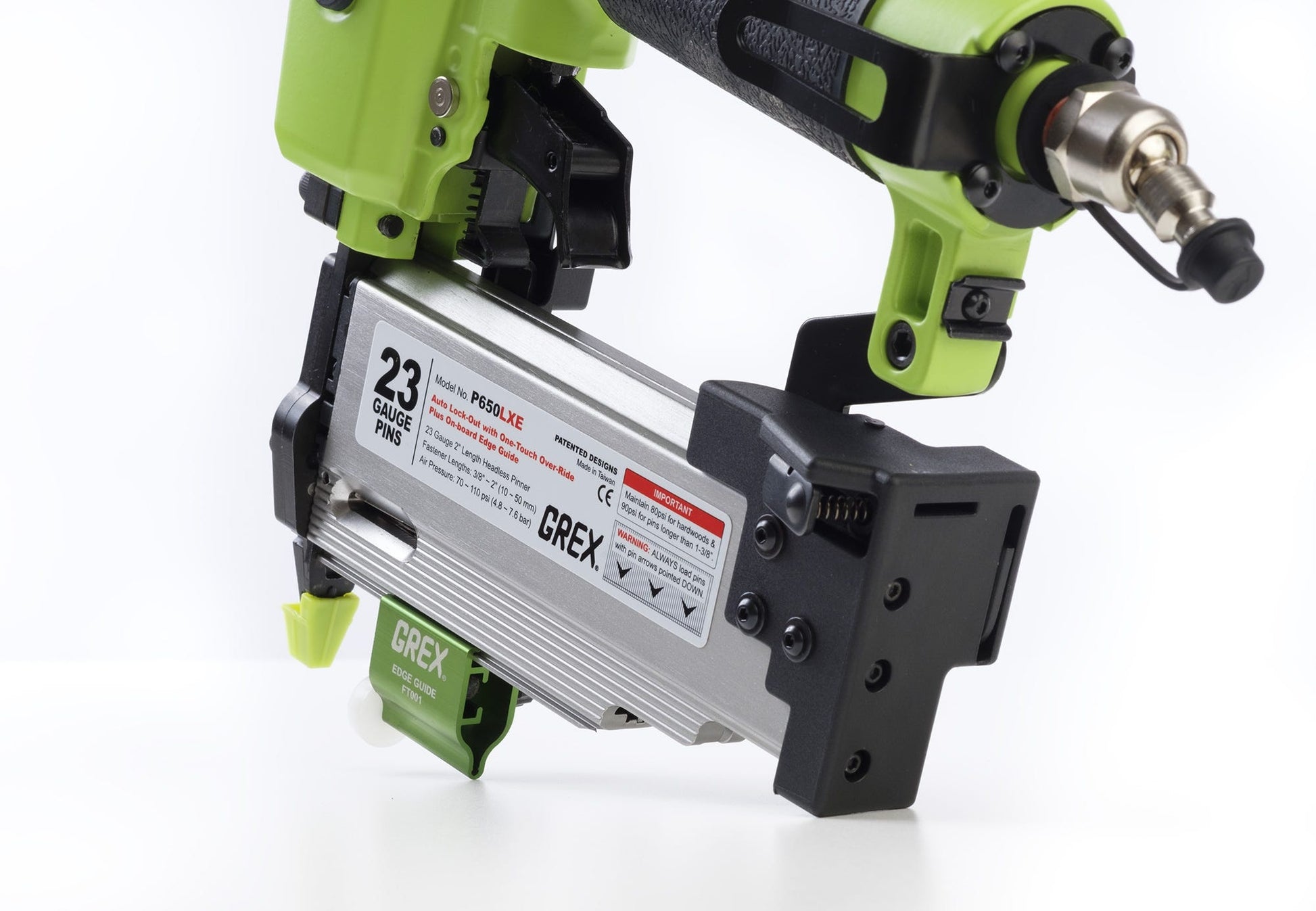 Grex P650LXE 23 Gauge Pin Nailer - Max 2" with Edge Guide
