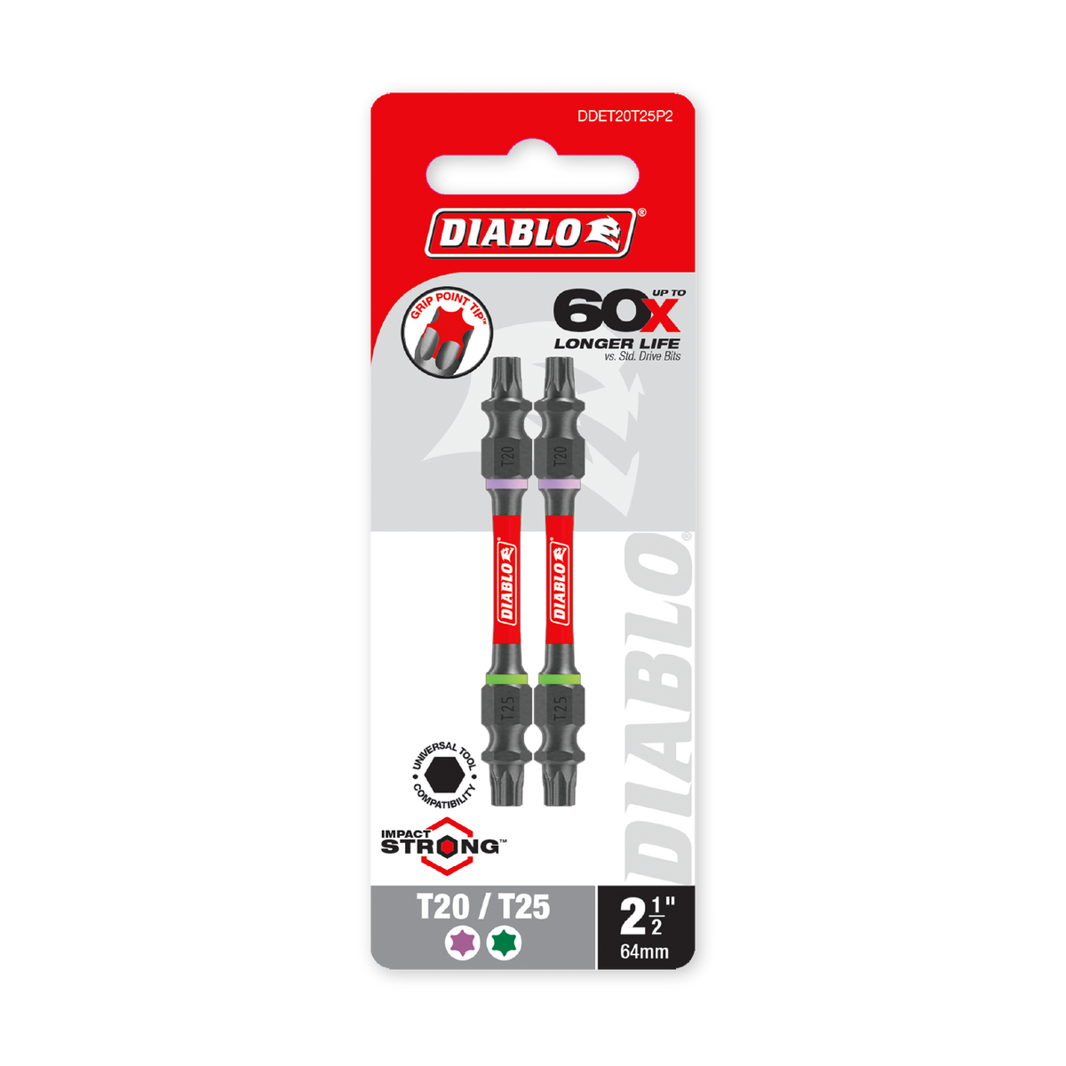 Diablo 2-1/2 in. Double-Ended Torx T20/T25 Drive Bit (DDET20T25P2) in retail packaging