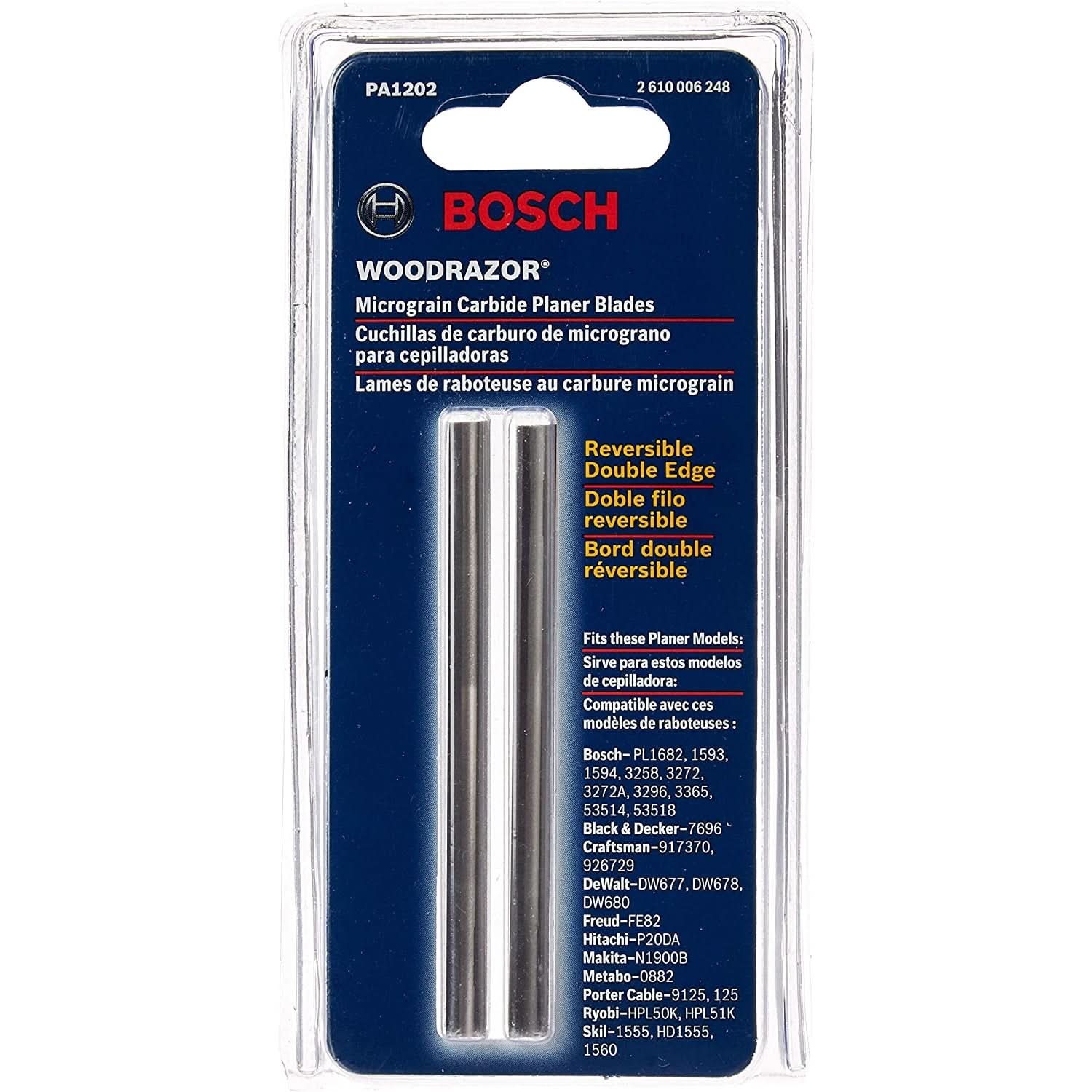 Bosch PA1202 3-1/4 in. Woodrazor Micrograin Carbide Planer Blade (2-Pack)