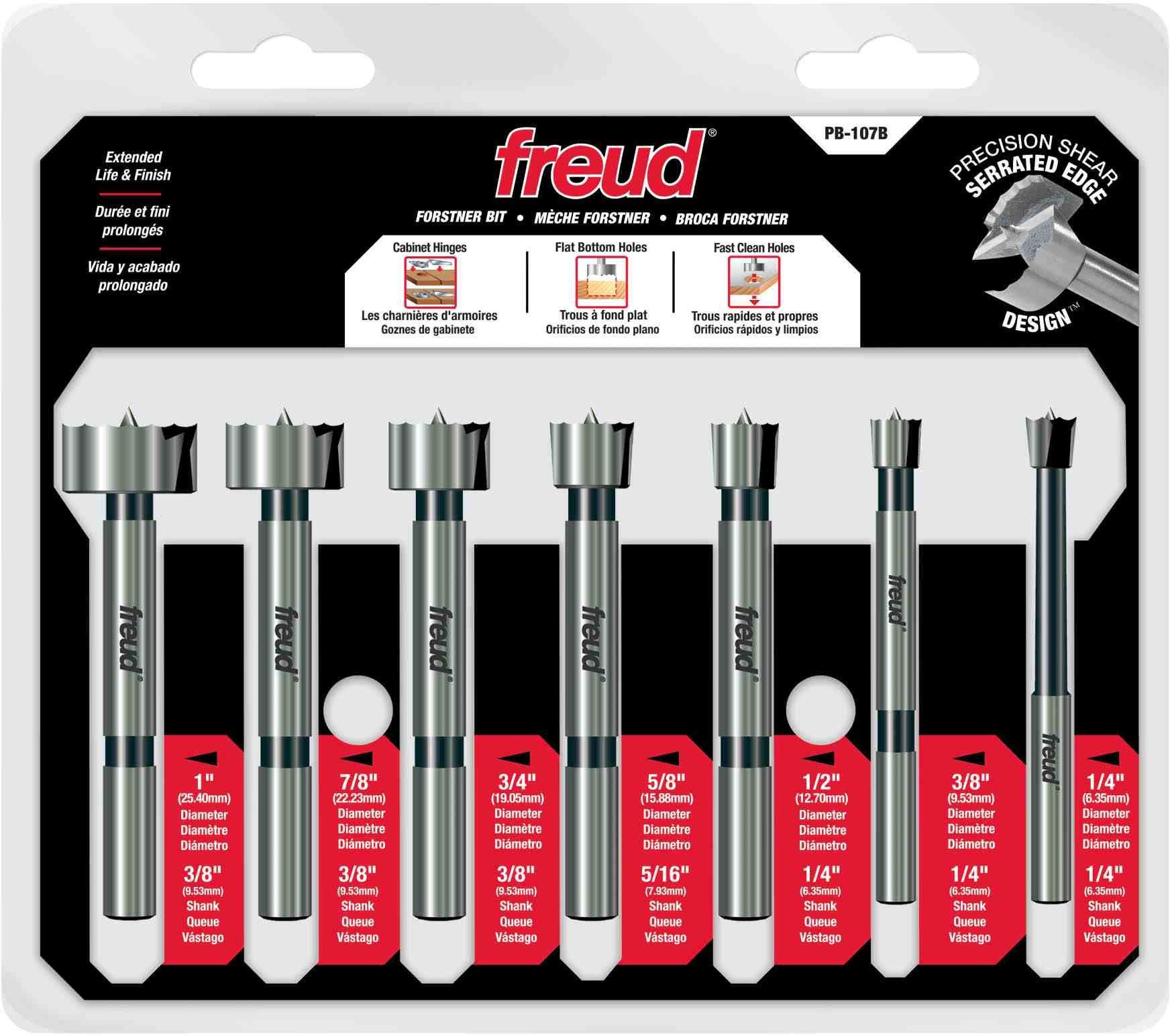 Freud PB-107B 1/4-Inch to 1-Inch 7 Pcs. Forstner Bit Set