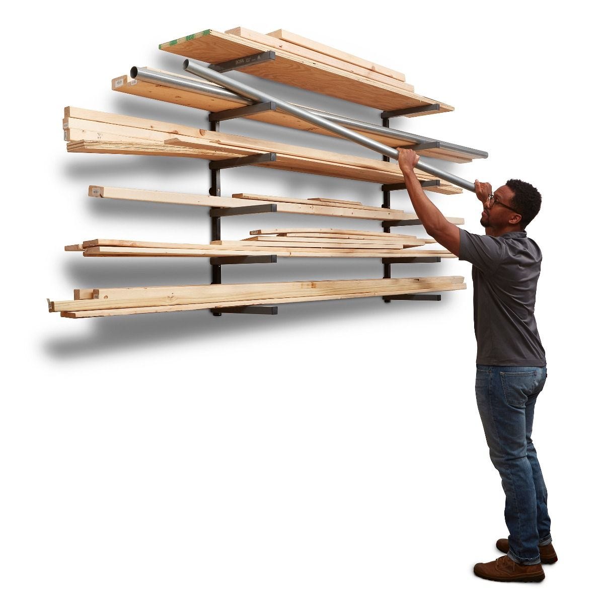 Bora PBR-006B Portamate 6 Tier Lumber Storage Rack, Gray/Black