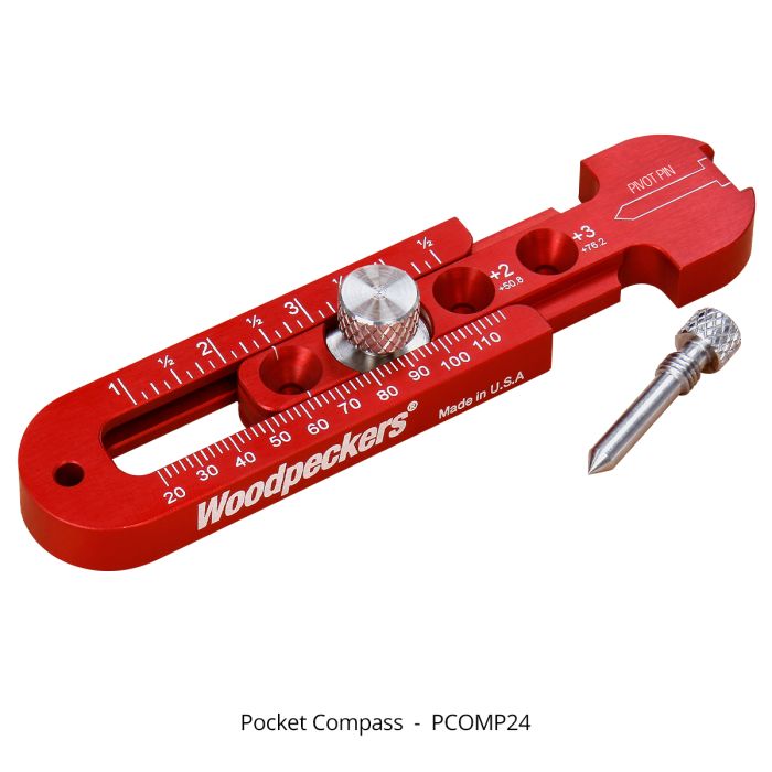 Woodpeckers PCOMP24 Pocket Compass, 1" - 7" Range