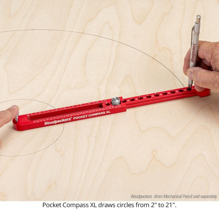 Woodpeckers PCOMPXL24 Pocket Compass, 2" - 21" Range