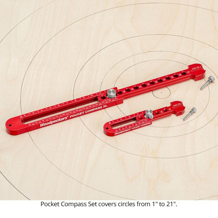 Woodpeckers PCOMPXL24 Pocket Compass, 2" - 21" Range