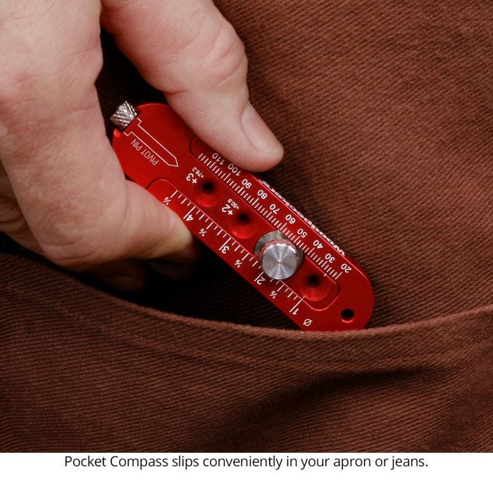 Woodpeckers PCOMPXL24 Pocket Compass, 2" - 21" Range