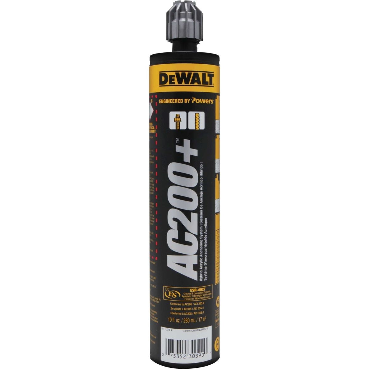 DeWalt PFC1271110 AC200+ Acrylic Injection Adhesive, 14 fl. oz. Single Cartridge