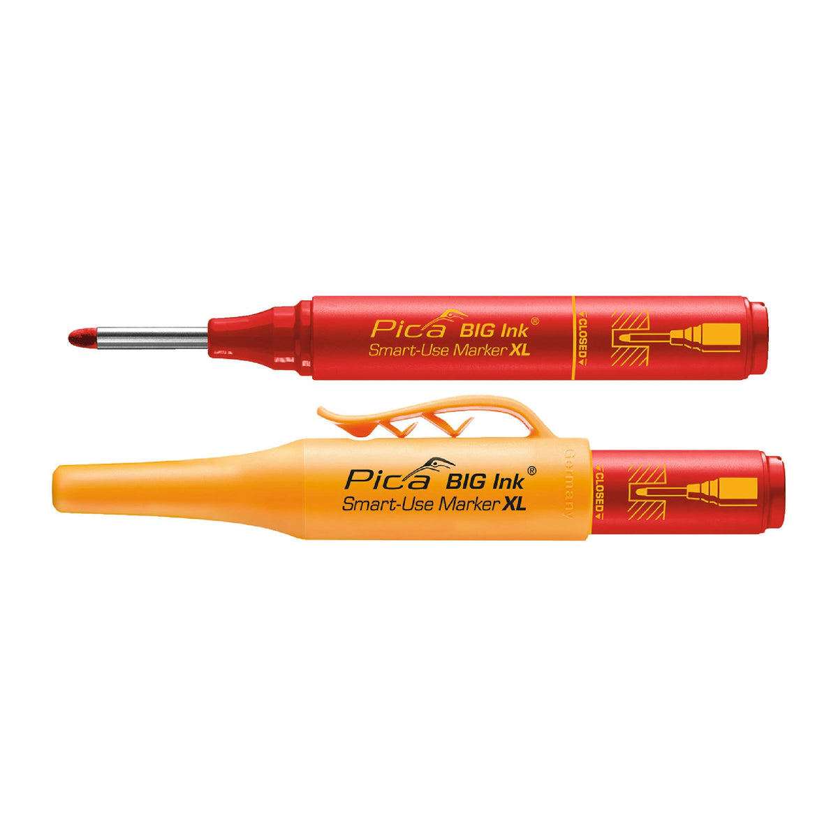 Pica Dry Big Ink Smart-Use Marker XL Red Permanent Deep Hole Marker with 2-4 mm Reversible Nib (170/40/SB)