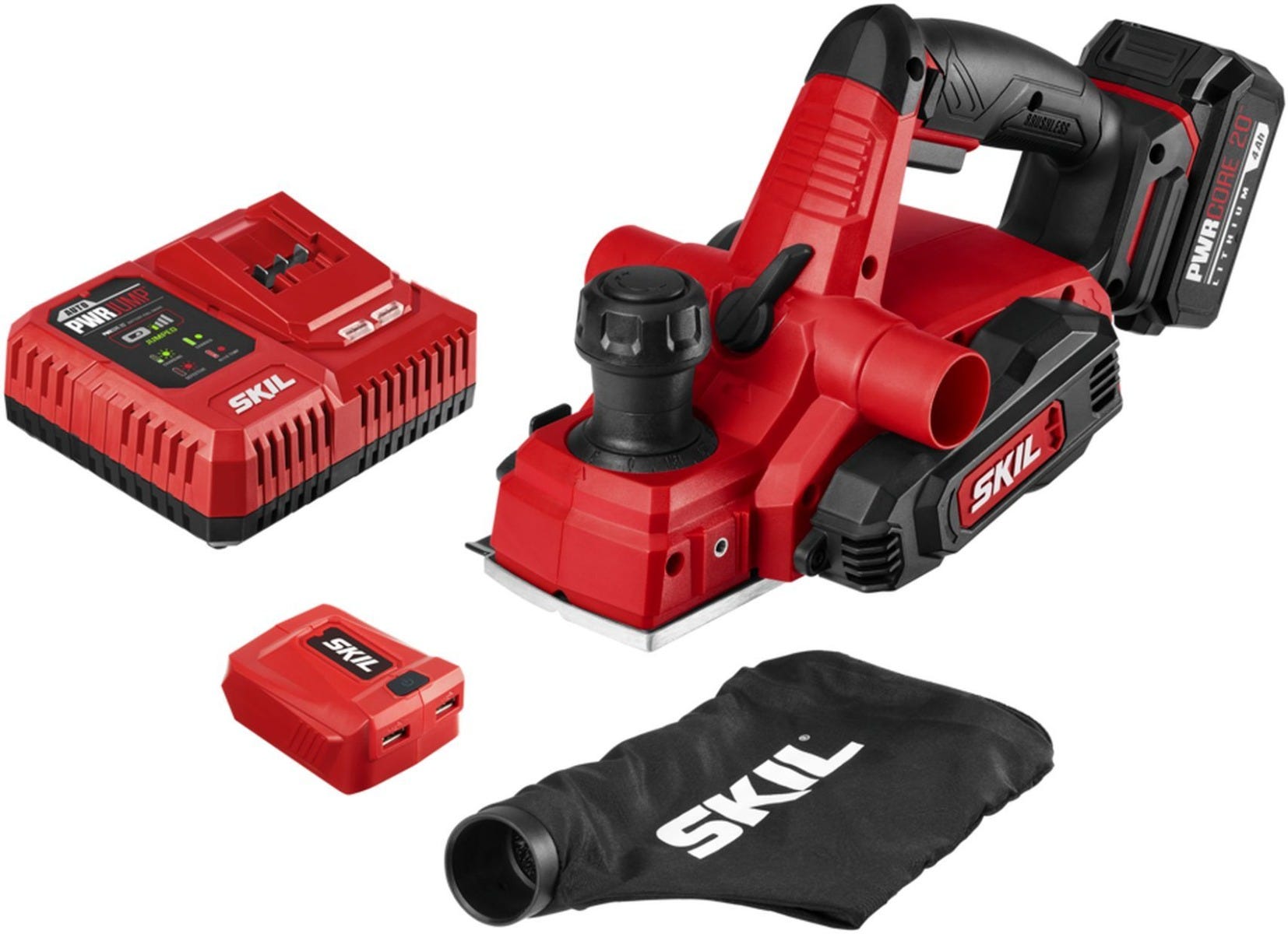 SKIL PL5938-1A PWRCore 20 Brushless 20V 3-1/4" Planer Kit with 4.0Ah Battery and PWR JUMP Charger