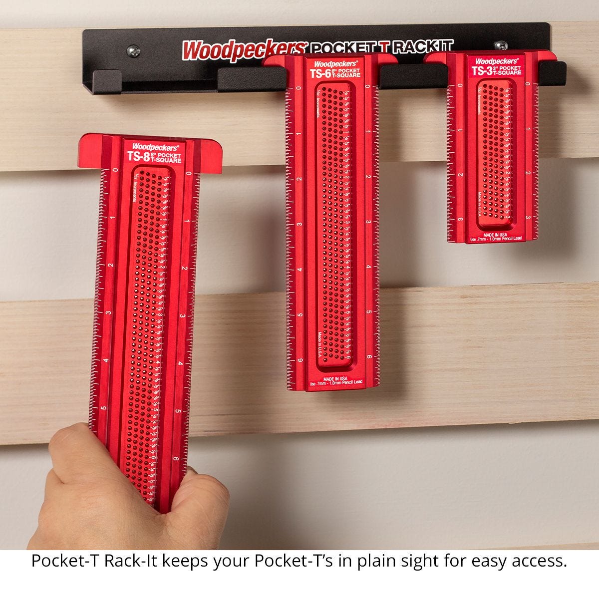Woodpeckers TS-RI-ISET20 Pocket T-Square Inch Set And Rack-It