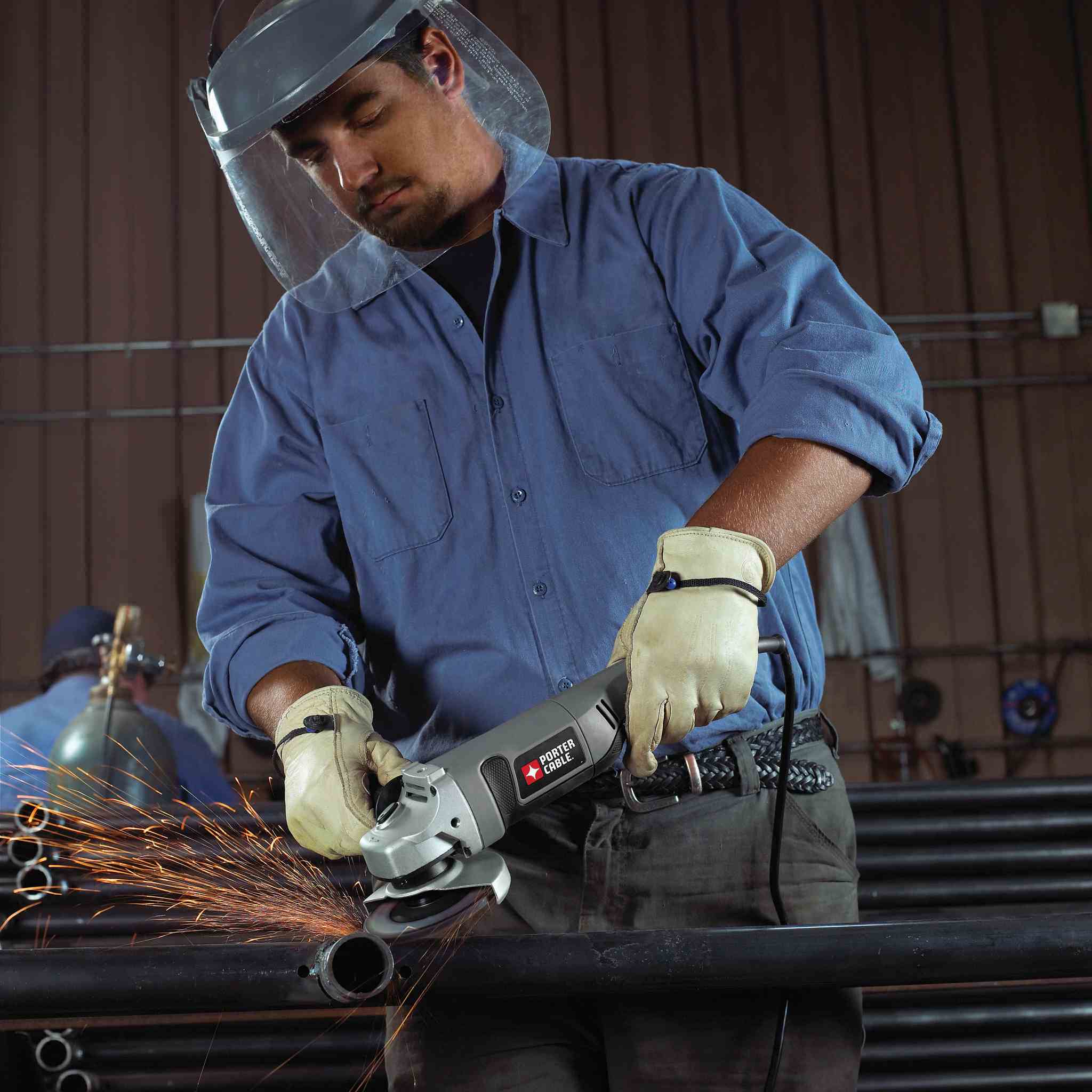 PORTER-CABLE 4-1/2 Inch Angle Grinder – 6 Amp Corded, Right Angle Grinder PCEG011, 120V, Gray