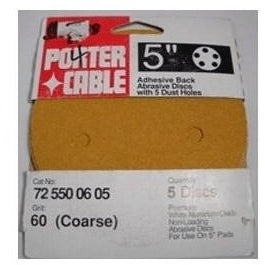PORTER-CABLE 725500605 5" PSA AO 5 hole 60g disc 5 pack