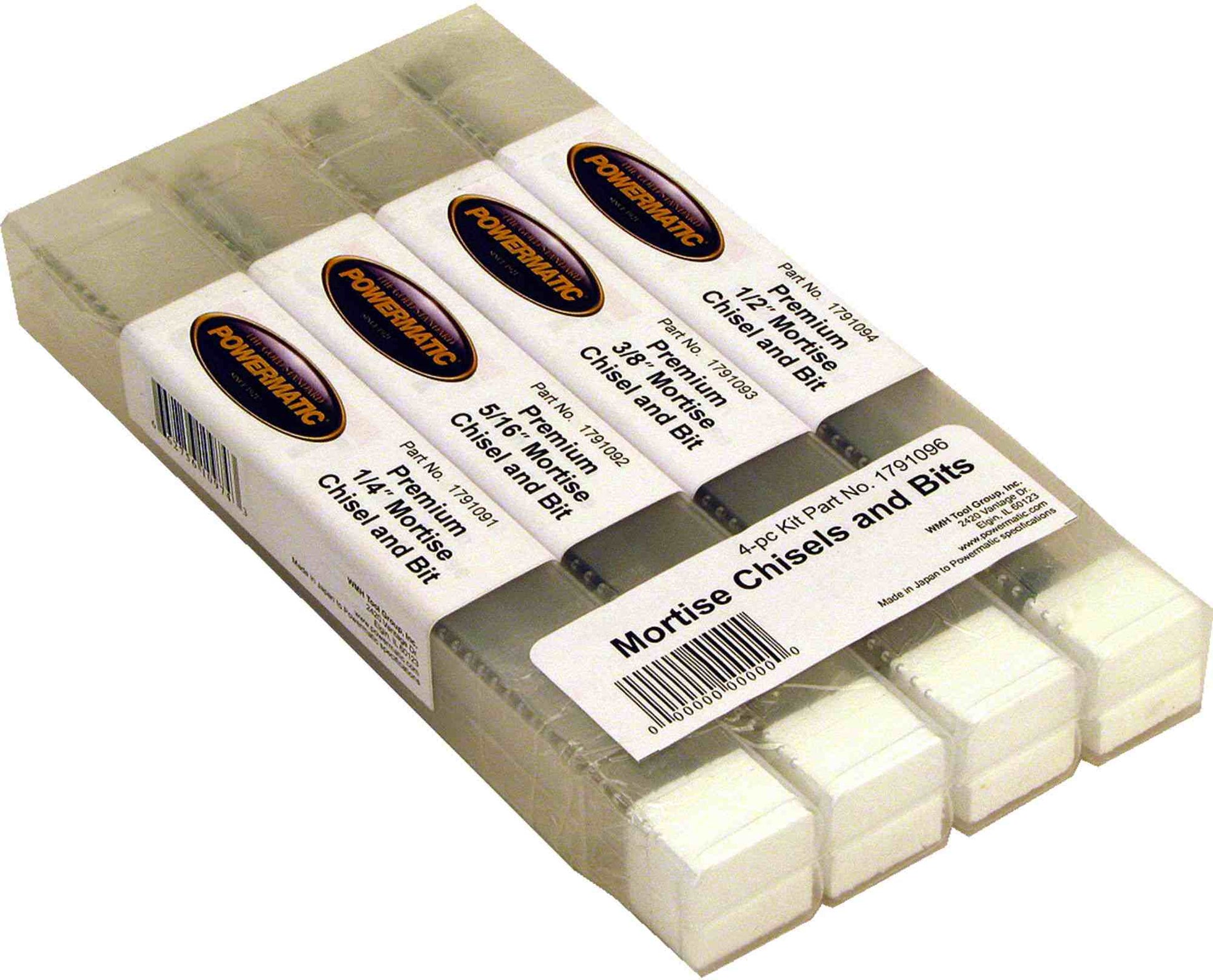 Powermatic 1791096 Premium Mortise Chisel & Bits, Set of 4