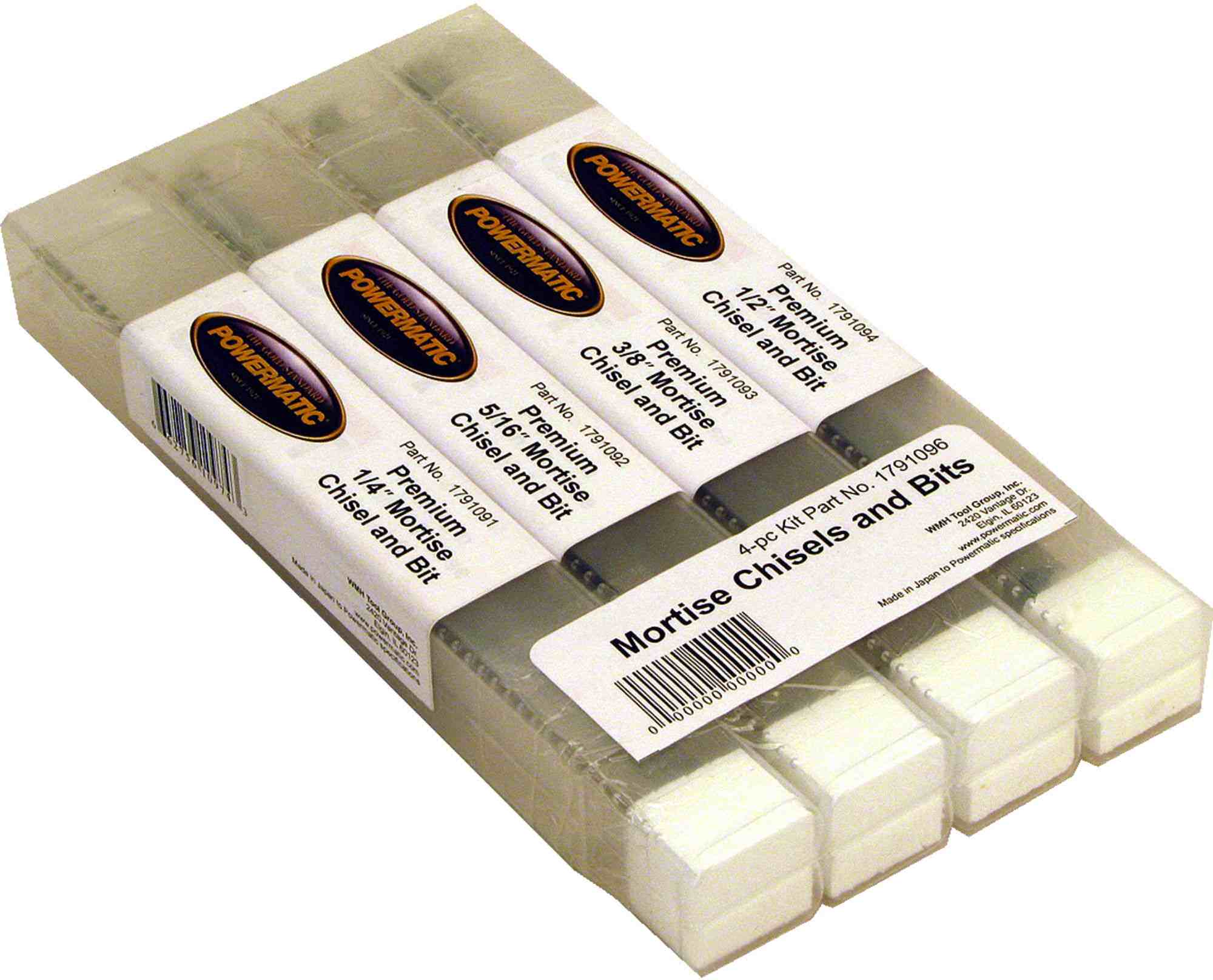 Powermatic 1791096 Premium Mortise Chisel & Bits, Set of 4