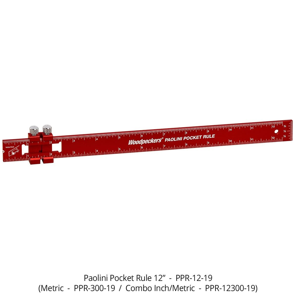 Woodpeckers PPR-SET-C19 Paolini Pocket Rule Combination Inch/Metric Set - Aluminum
