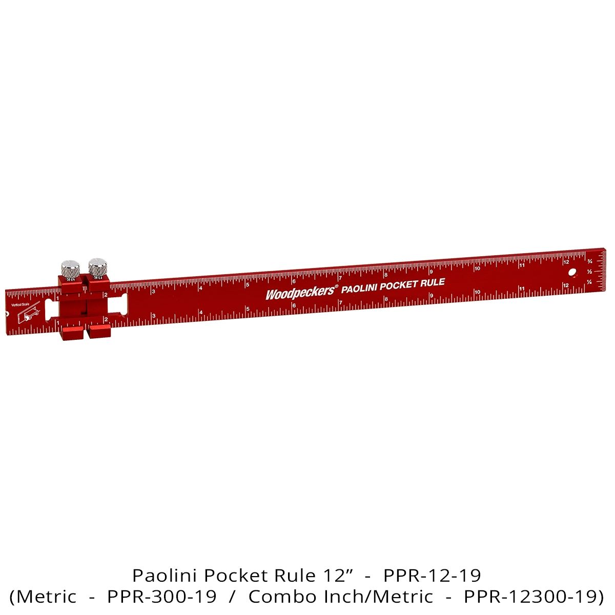 Woodpeckers PPR-300-19 Paolini Pocket Rule, 300mm Aluminum