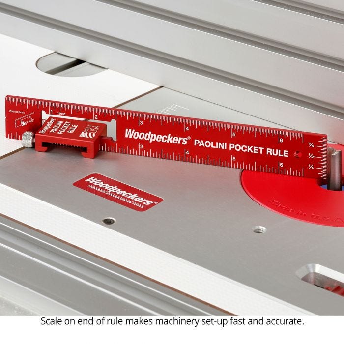 Woodpeckers PPRRI-AC 3-Piece Aluminum Paolini Pocket Rule Set w/ PPR Rack-It, Inch/Metric