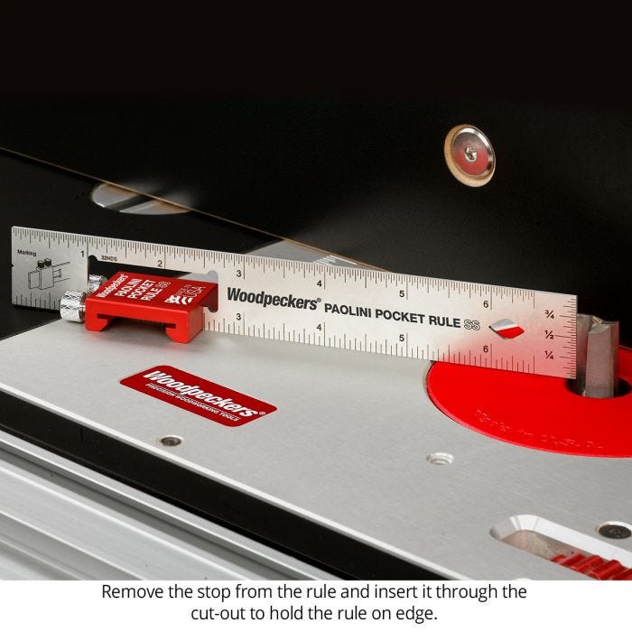 Woodpeckers PPRRI-AI 3-Piece Aluminum Paolini Pocket Rule Set w/ PPR Rack-It, Inch