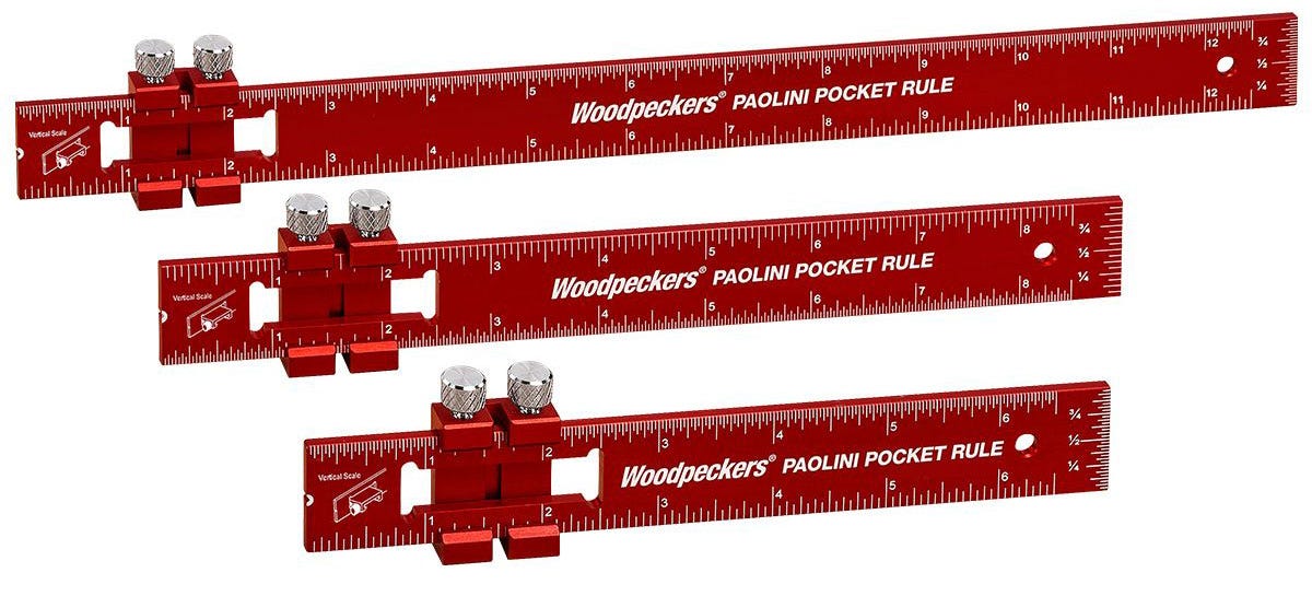 Woodpeckers PPR-SET-C19 Paolini Pocket Rule Combination Inch/Metric Set - Aluminum