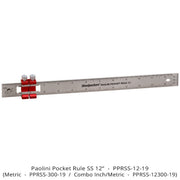 Woodpeckers PPRSS-12-19 Paolini Pocket Rule, 12" Stainless Steel