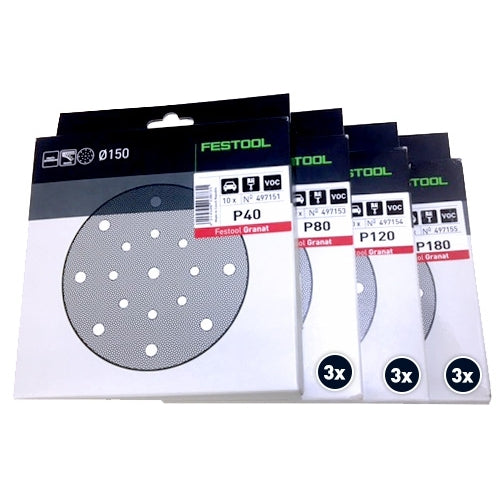 Festool Granat 100-Disc Multi-JetStream2 Pro Pack for 6" Sanders (150mm)