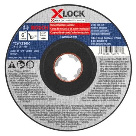 Bosch TCWX1S600 6 in. x 1/16 in. X-LOCK Arbor Type 1A (ISO 41) 60 Grit Fast Metal/Stainless Cutting Abrasive Wheel (PROMO)