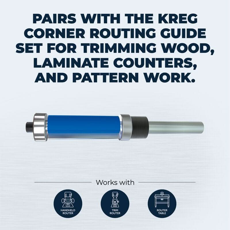 Kreg Tool PRS250 Flush-Trim Bit, 1/4 in. Shank