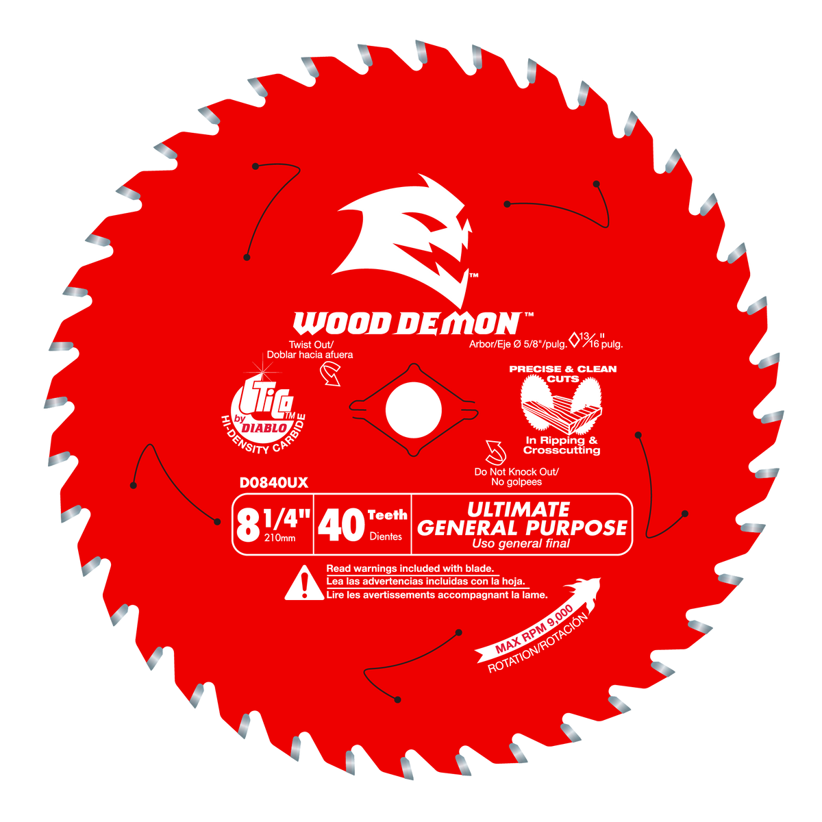 Diablo D0840UX 8-1/4-in. x 40-Teeth Wood Demon Ultimate General Purpose Carbide Saw Blade for Wood
