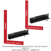 Woodpeckers PSQISET-24 2-Piece Precision Woodworking Square Set w/ Rack-It