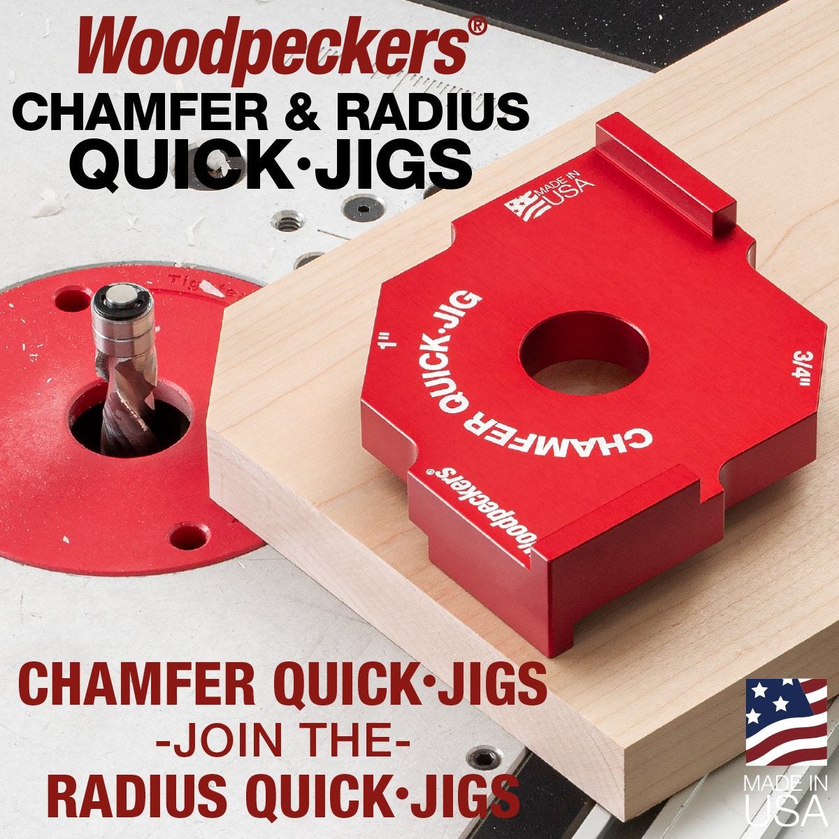 Woodpeckers RQJ-DELUXE Chamfer & Radius Quick Jig 9-Piece Set