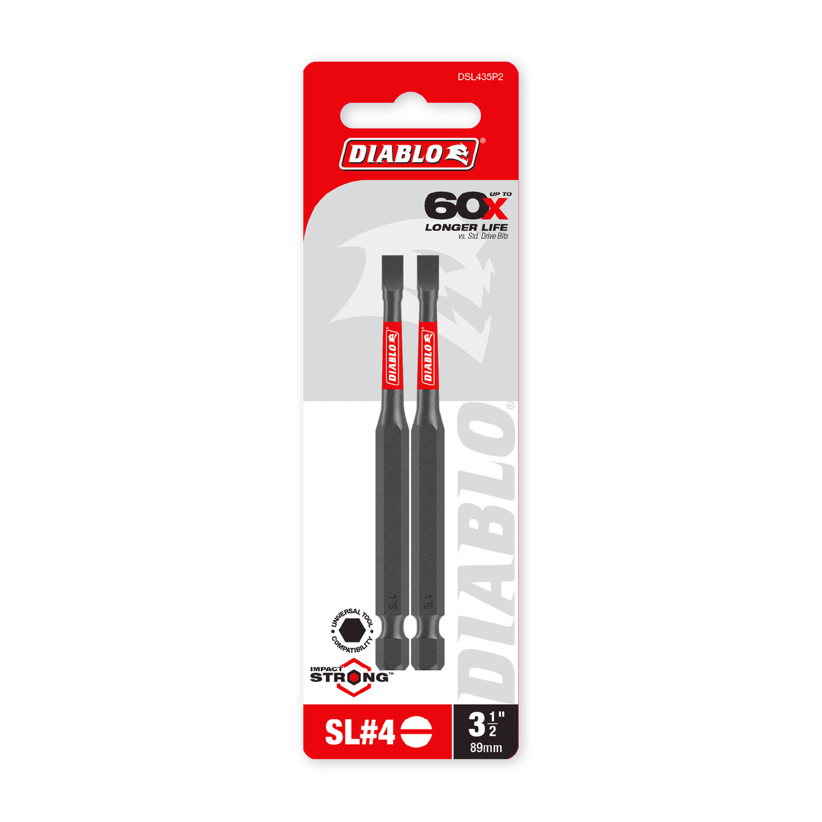 Diablo 3-1/2 in. Slotted #4 Drive Bit (DSL435P2) in retail packaging