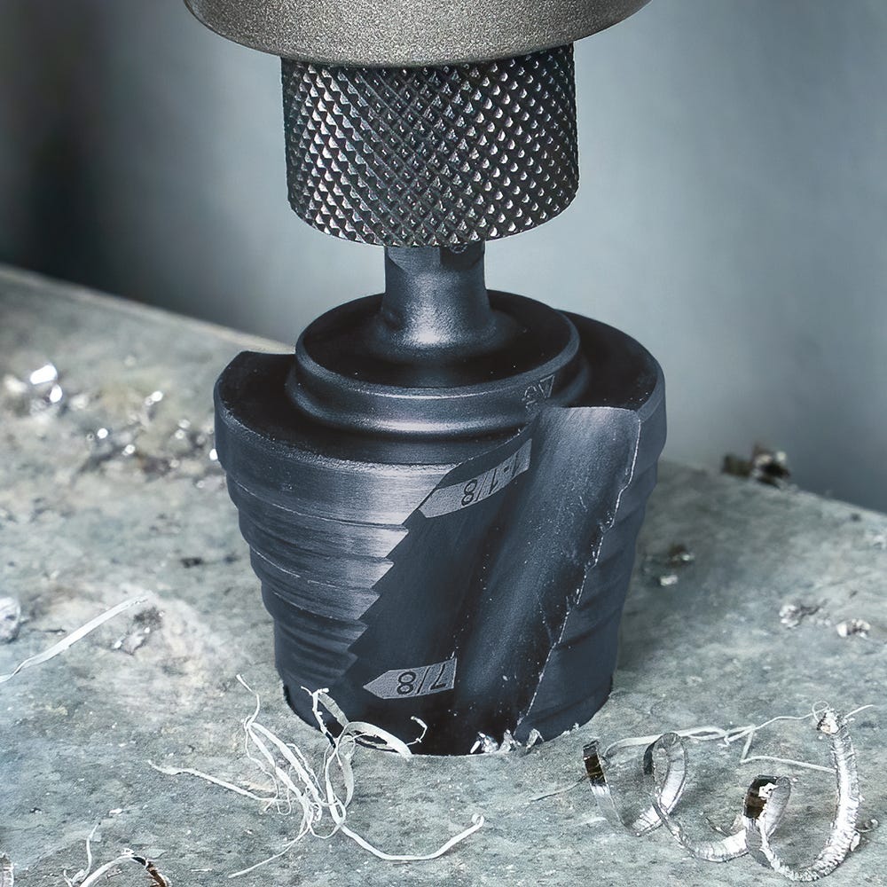 Klein Tools QRST11 Step Drill Bit, Quick Release, Double Spiral Flute, 7/8 to 1-1/8 in.